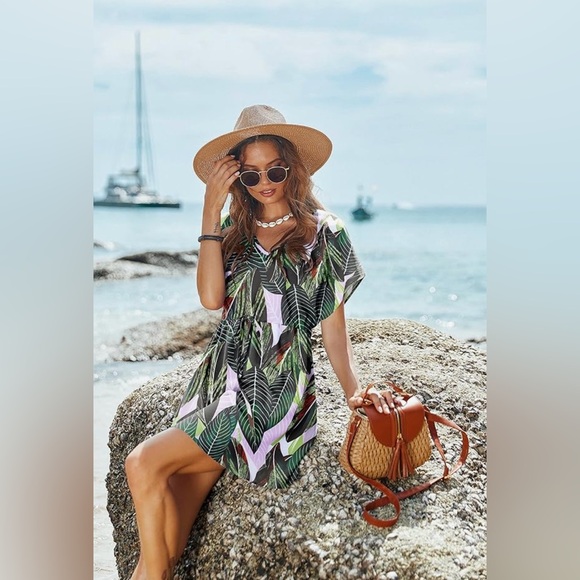 Women's Island Flower Cover Up and Bech Dress - Picture 5 of 6